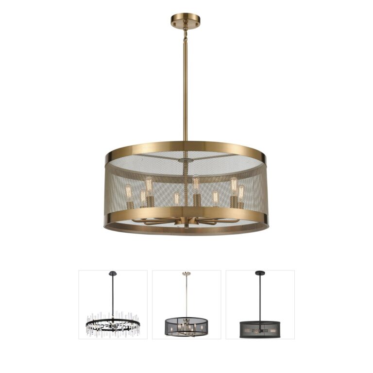 Atlas Lighting & Home Line in the Sand 24-Inch 8-Light Satin Brass Chandelier