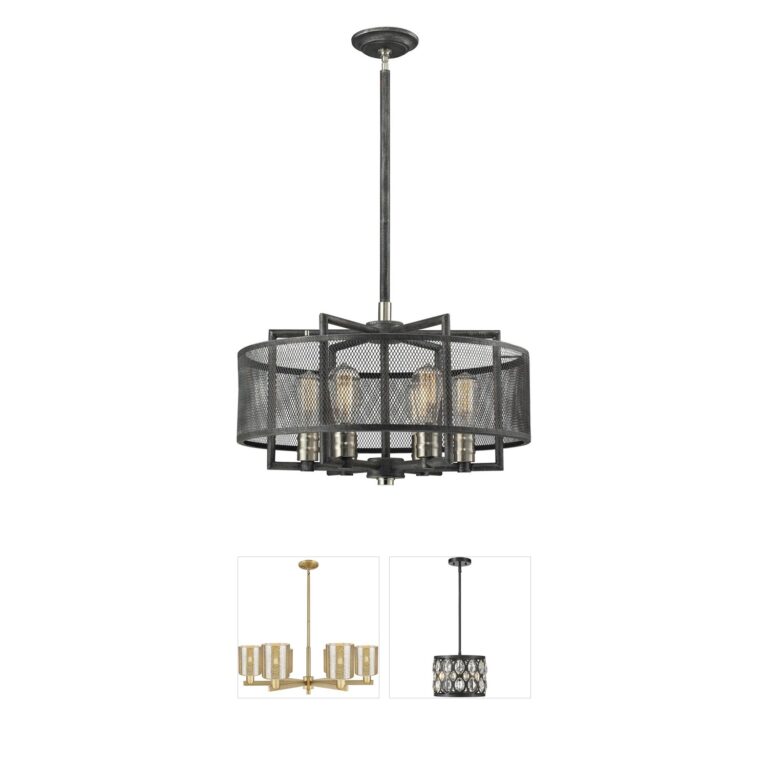 Atlas Lighting & Home Slatington Dark Graphite Metal Mesh 6-Light Chandelier