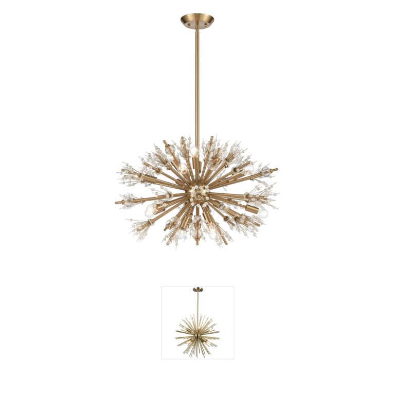 Atlas Lighting & Home Starburst 19-Light K9 Crystal Chandelier in Satin Brass