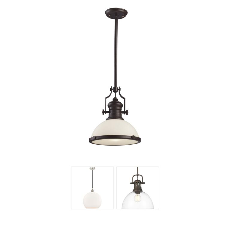 Atlas Lighting & Home Chadwick 13-Inch Oiled Bronze Pendant with Frosted Glass