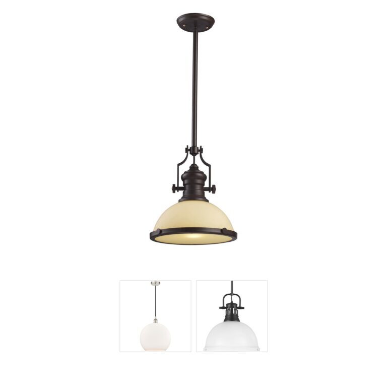 Atlas Lighting & Home Chadwick 13-Inch Oiled Bronze Pendant with Frosted Glass