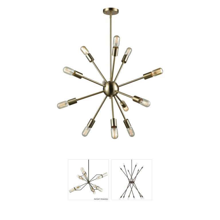Atlas Lighting & Home Delphine 12-Light Metal Chandelier in Satin Brass