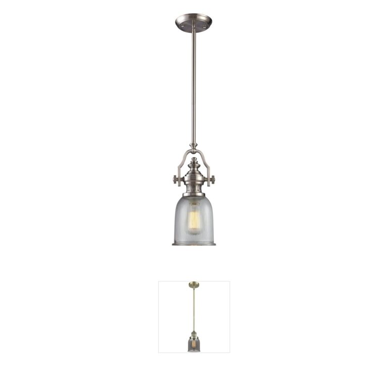 Atlas Lighting & Home Chadwick Satin Nickel Ribbed Glass Mini Pendant