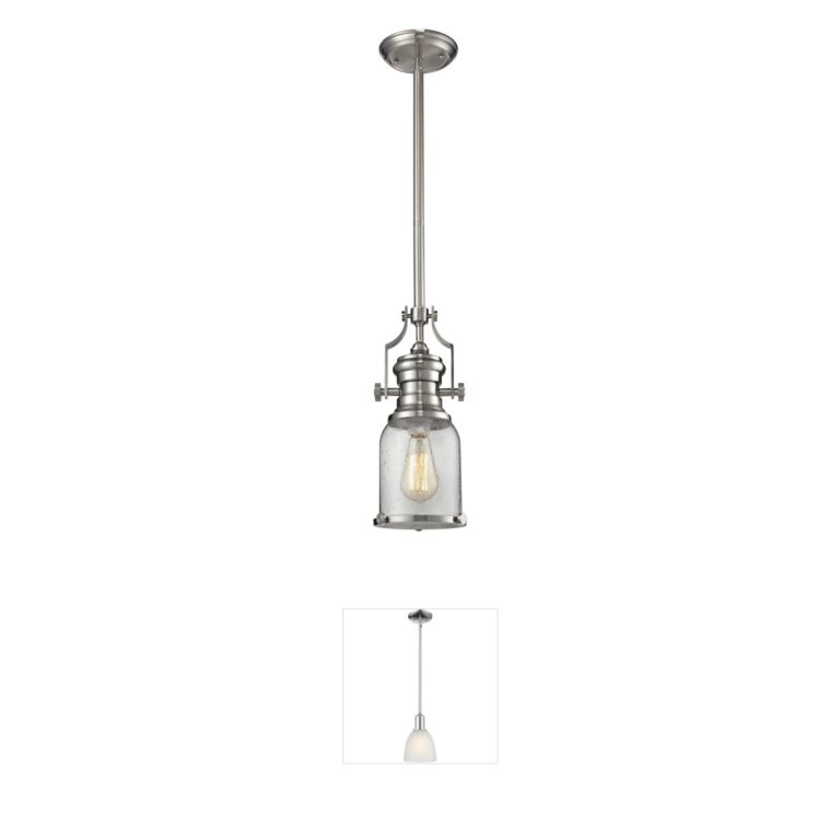 Atlas Lighting & Home Chadwick 8-Inch Seeded Glass Mini Pendant in Satin Nickel