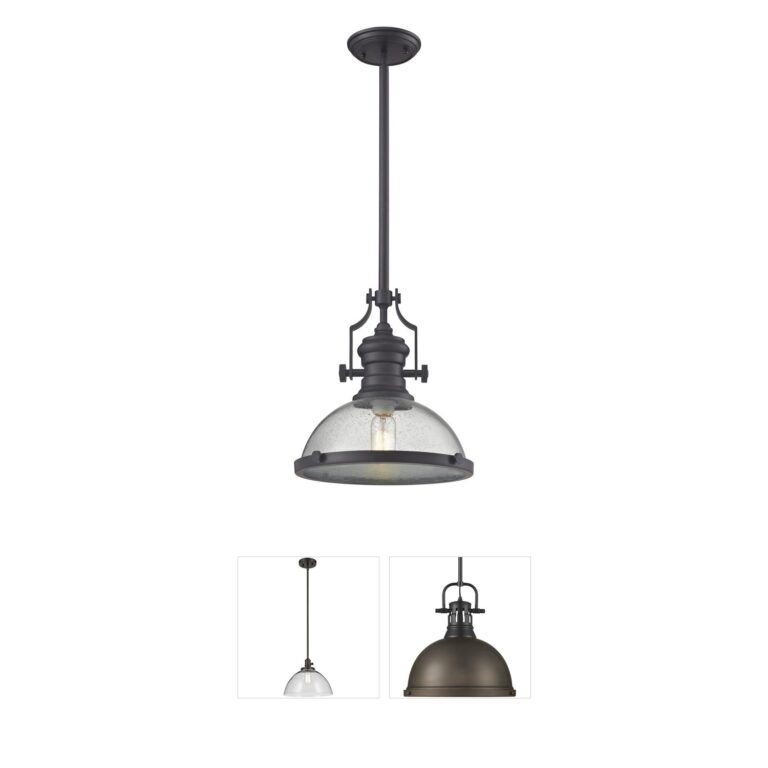 Atlas Lighting & Home Chadwick Oil Rubbed Bronze Seeded Glass Pendant