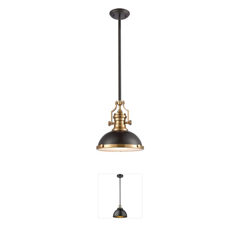 Atlas Lighting & Home Chadwick 13" Matte Black and Satin Brass Steel Pendant