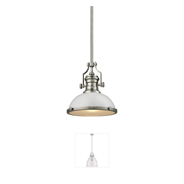 Atlas Lighting & Home Chadwick Satin Nickel & Gloss White Metal Pendant