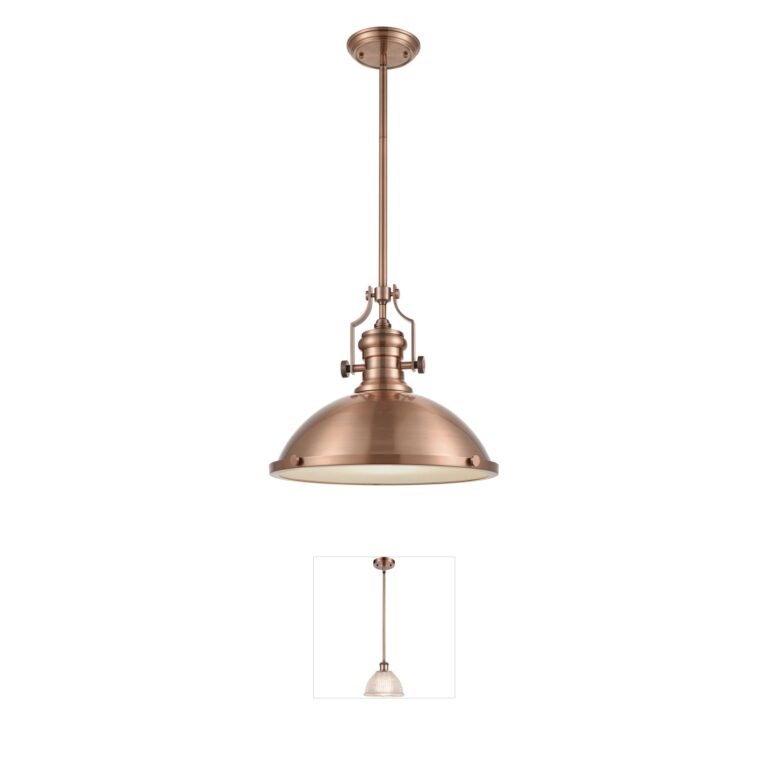 Atlas Lighting & Home Chadwick 17-Inch Antique Copper Dome Pendant with Frosted Diffuser