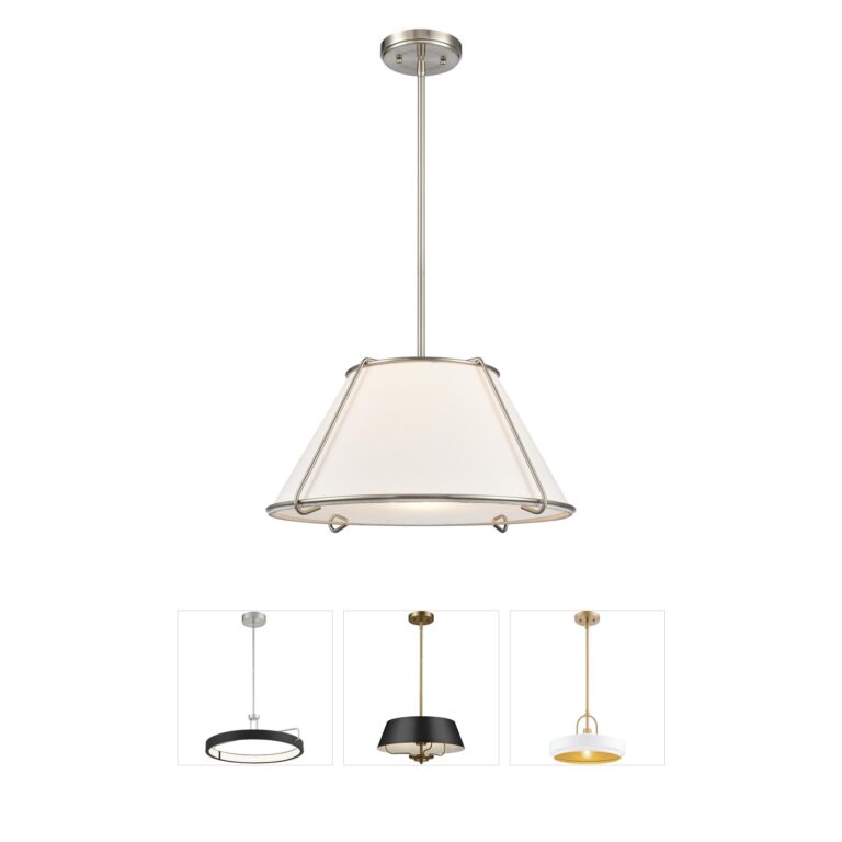 Atlas Lighting & Home Regalia Satin Nickel Linen Cone Pendant