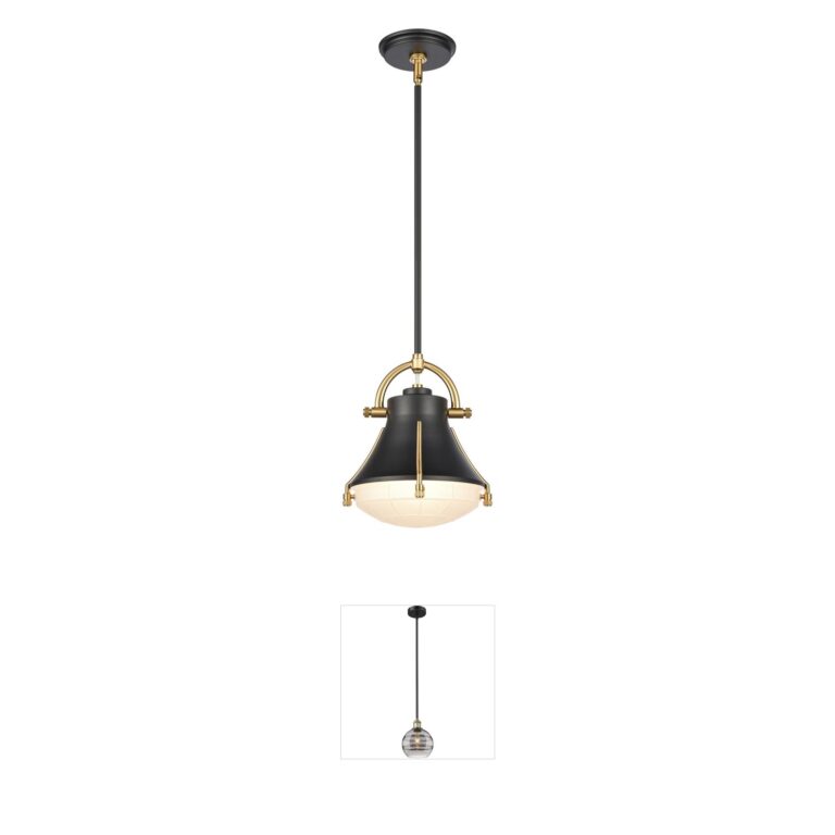 Atlas Lighting & Home Urbanite Matte Black and Satin Brass Mini Pendant
