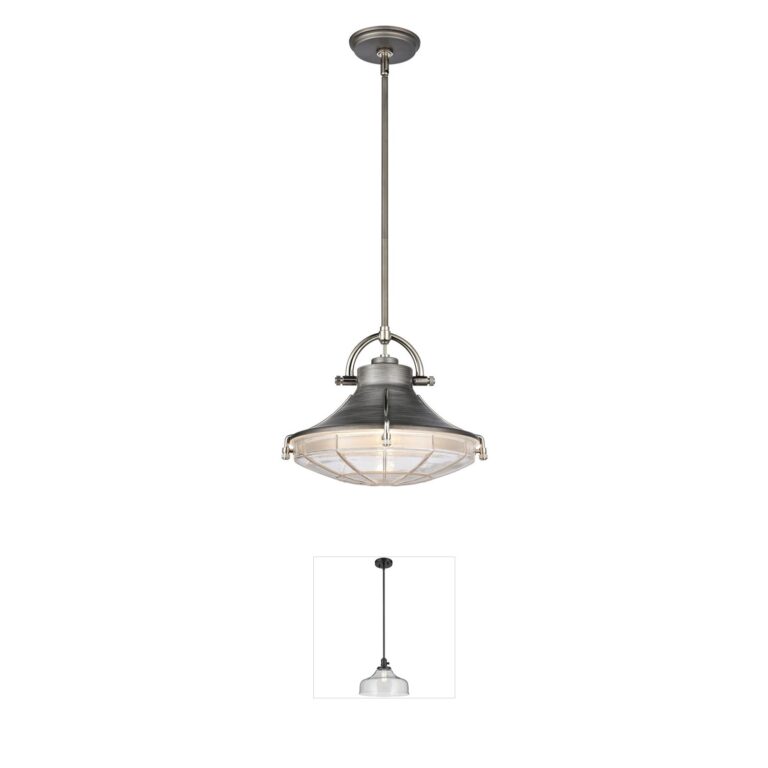 Atlas Lighting & Home Urbanite 13" Weathered Zinc Pendant with Clear Glass Diffuser