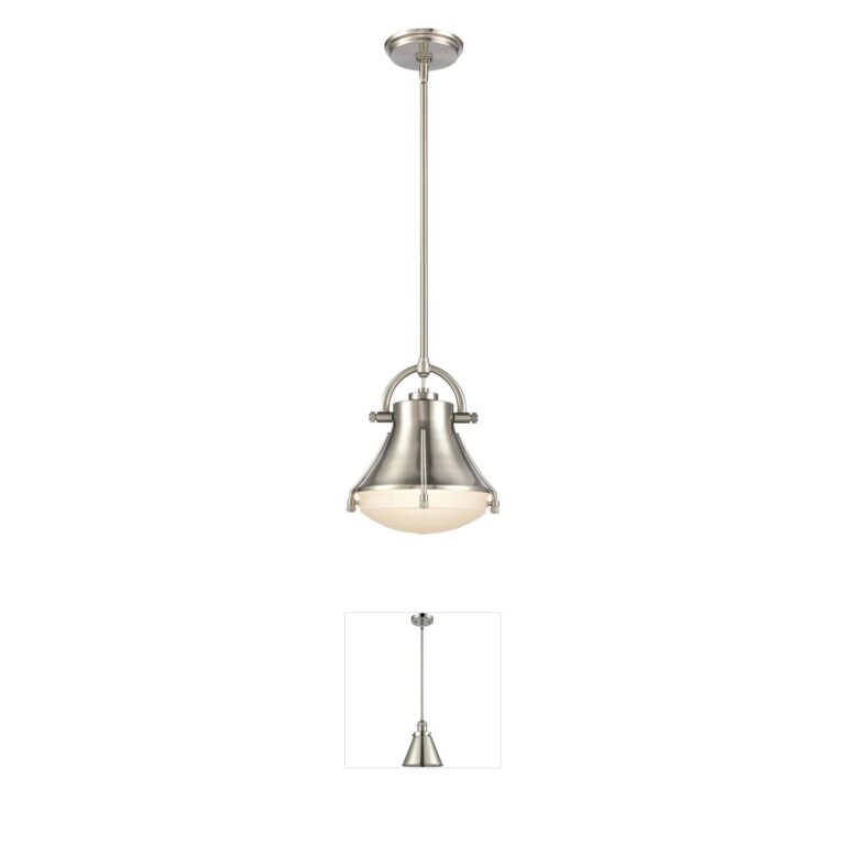 Atlas Lighting & Home Urbanite 9-Inch Satin Nickel Mini Pendant with Etched Glass