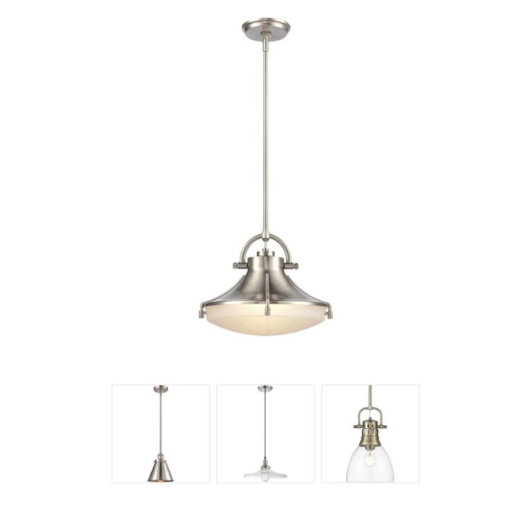 Atlas Lighting & Home Urbanite 13-Inch Satin Nickel Etched Glass Pendant