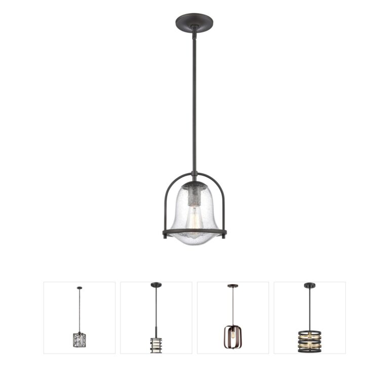 Atlas Lighting & Home Connection Oil Rubbed Bronze Seeded Glass Mini Pendant