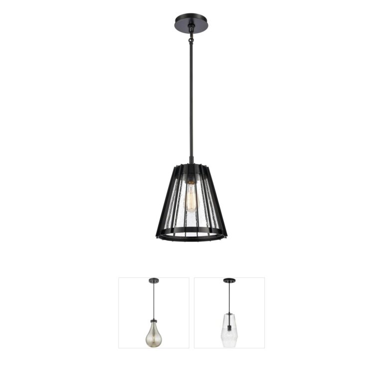 Atlas Lighting & Home Open Louvers Cone Seeded Glass Pendant