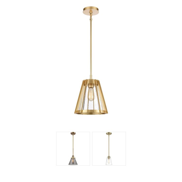 Atlas Lighting & Home Open Louvers Cone Seeded Glass Pendant