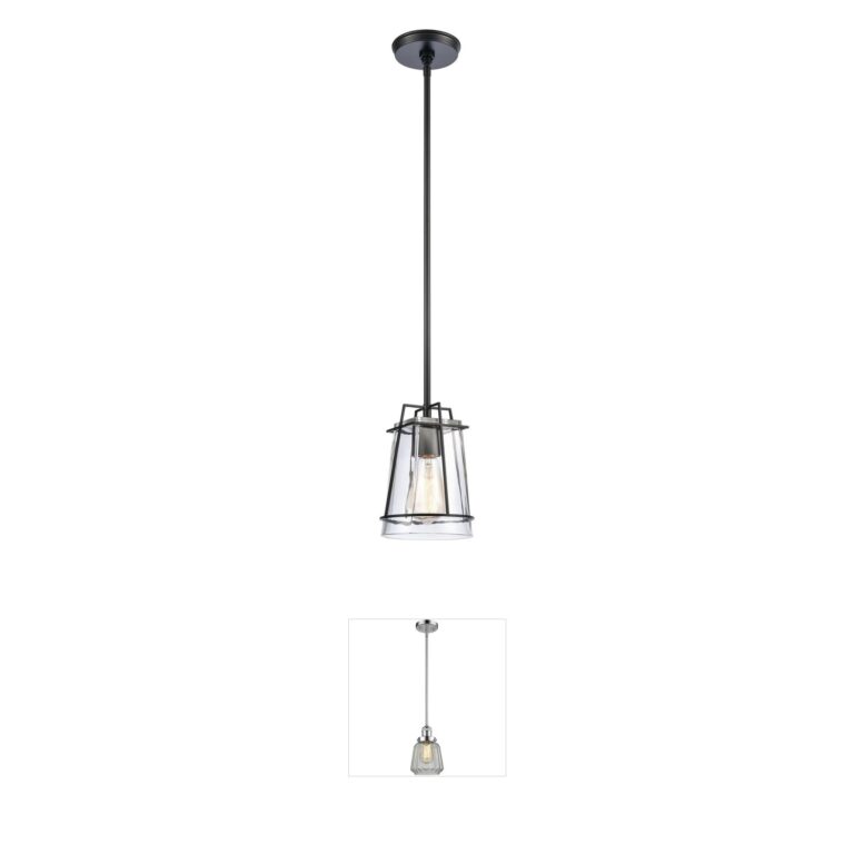 Atlas Lighting & Home Square to Round Matte Black Steel Mini Pendant with Clear Glass