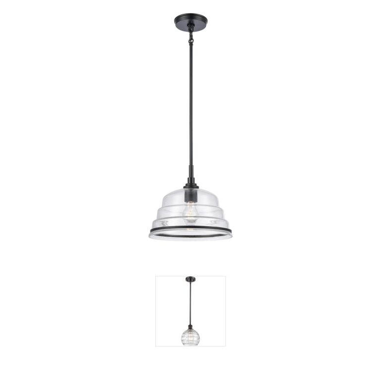 Atlas Lighting & Home Boyer 11" Matte Black and Handblown Glass Pendant