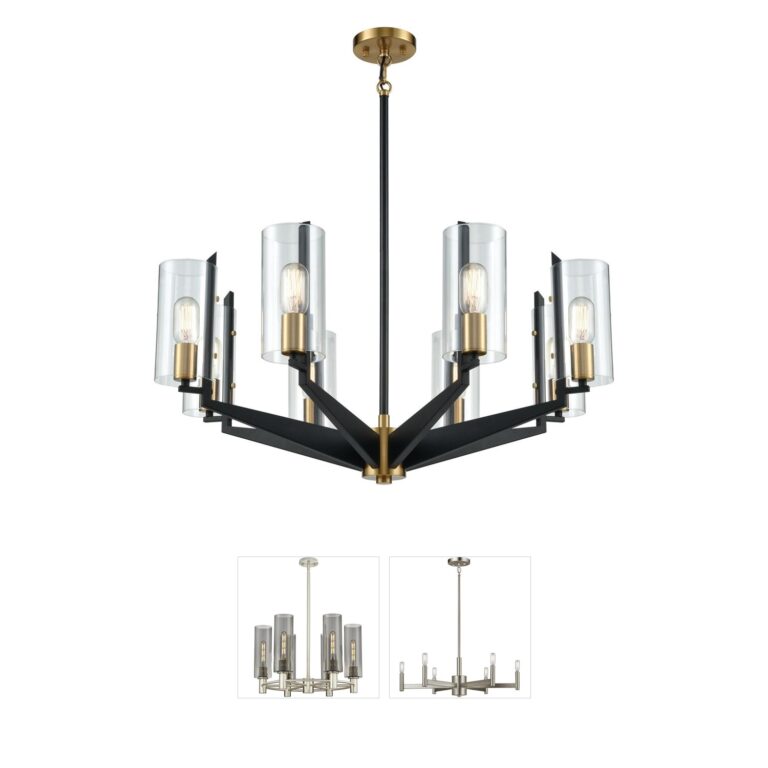 Atlas Lighting & Home Blakeslee Matte Black Chandelier with Clear Glass