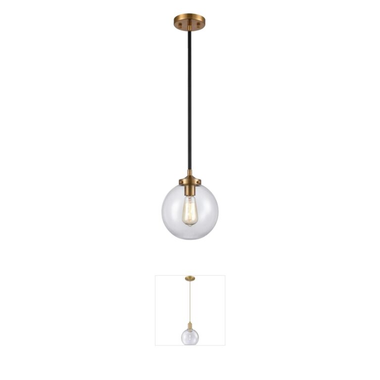 Atlas Lighting & Home Boudreaux Clear Glass Mini Pendant with Matte Black & Antique Gold