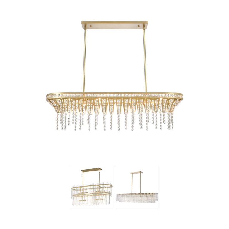 Atlas Lighting & Home Fantania Champagne Gold Crystal Linear Chandelier