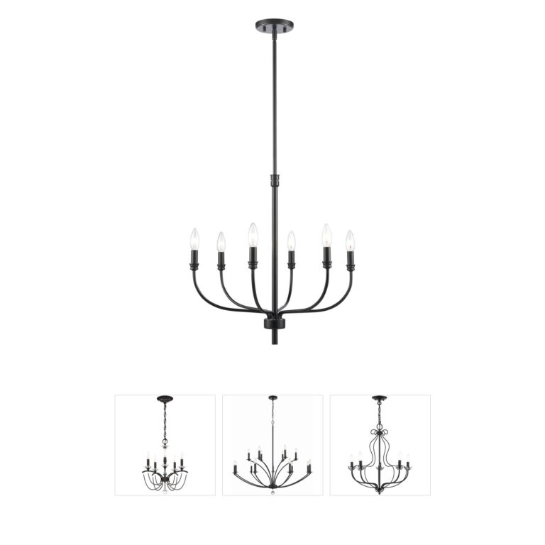 Atlas Lighting & Home Newland 21" 6-Light Matte Black Steel Chandelier