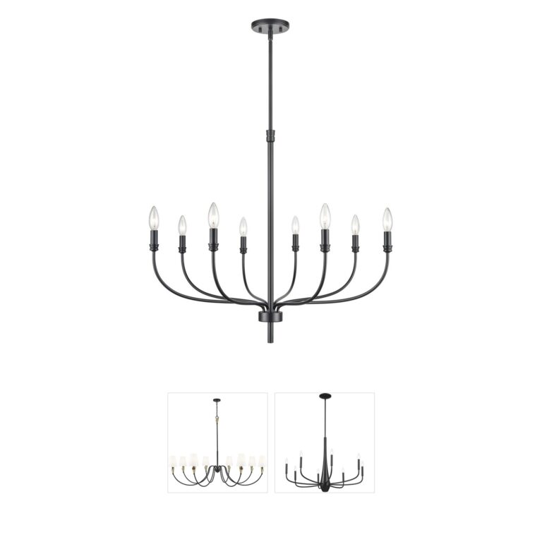 Atlas Lighting & Home Newland 8-Light Matte Black Steel Chandelier
