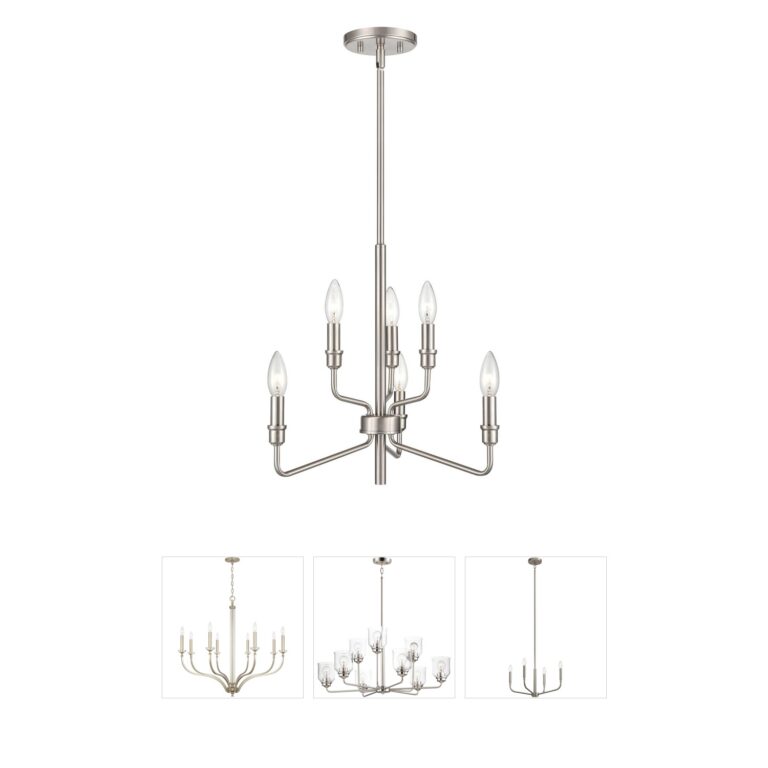 Atlas Lighting & Home Saginaw 6-Light Satin Nickel Cluster Chandelier