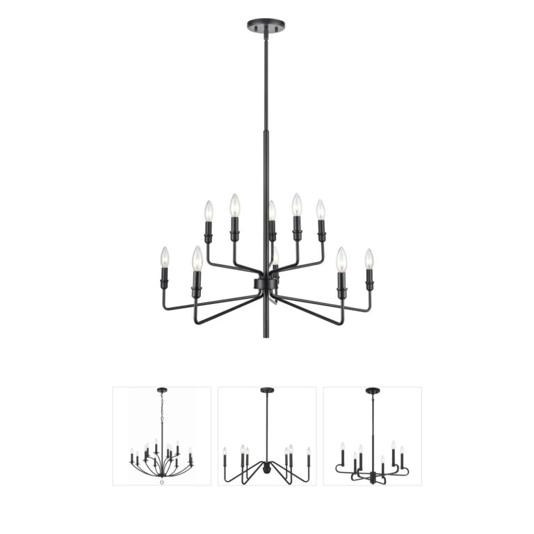 Atlas Lighting & Home Saginaw 10-Light Matte Black Cluster Chandelier