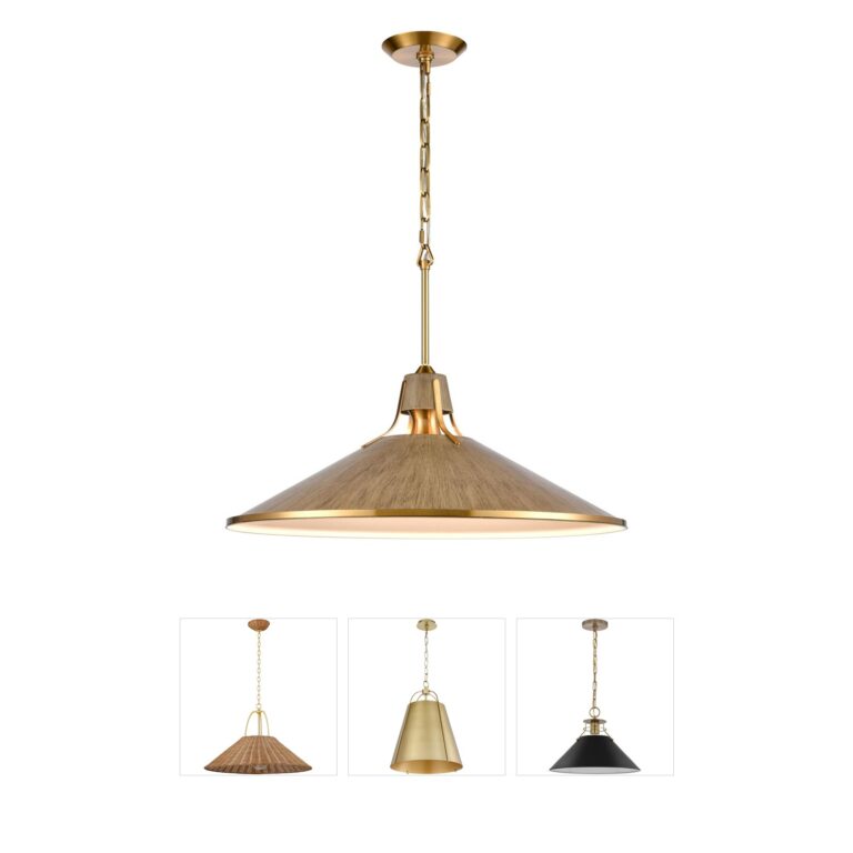 Atlas Lighting & Home Danique 24" Corkwood and Satin Brass Pendant