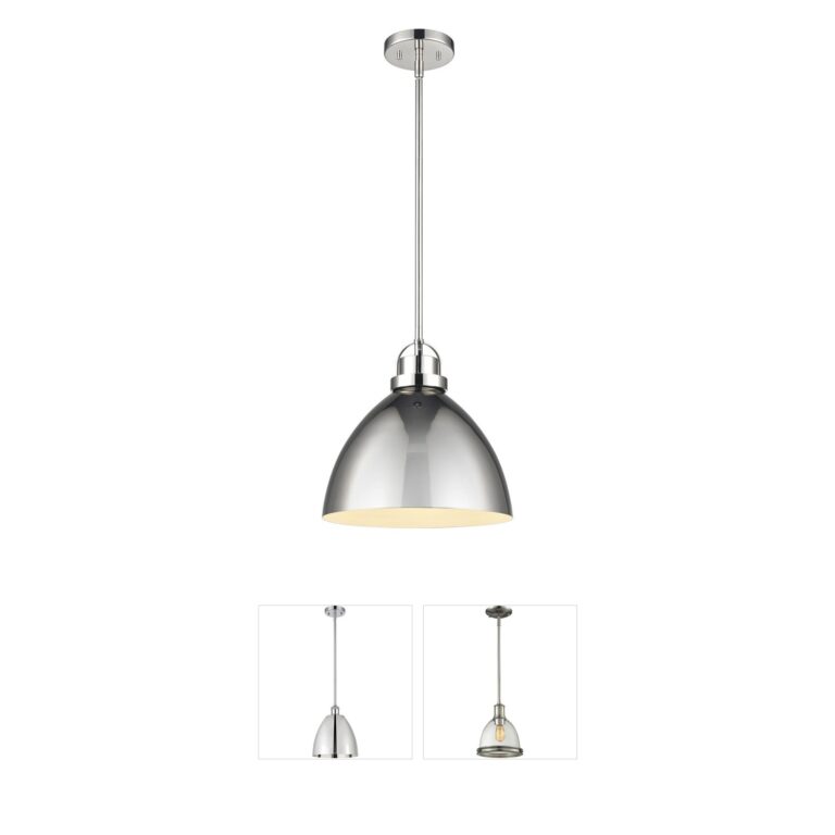Atlas Lighting & Home Somerville 12-Inch Polished Nickel Dome Pendant