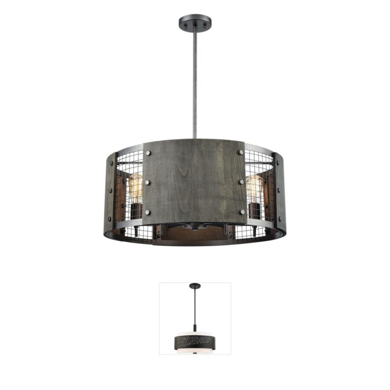 Atlas Lighting & Home Halstead Ash Gray Wood & Metal 6-Light Chandelier