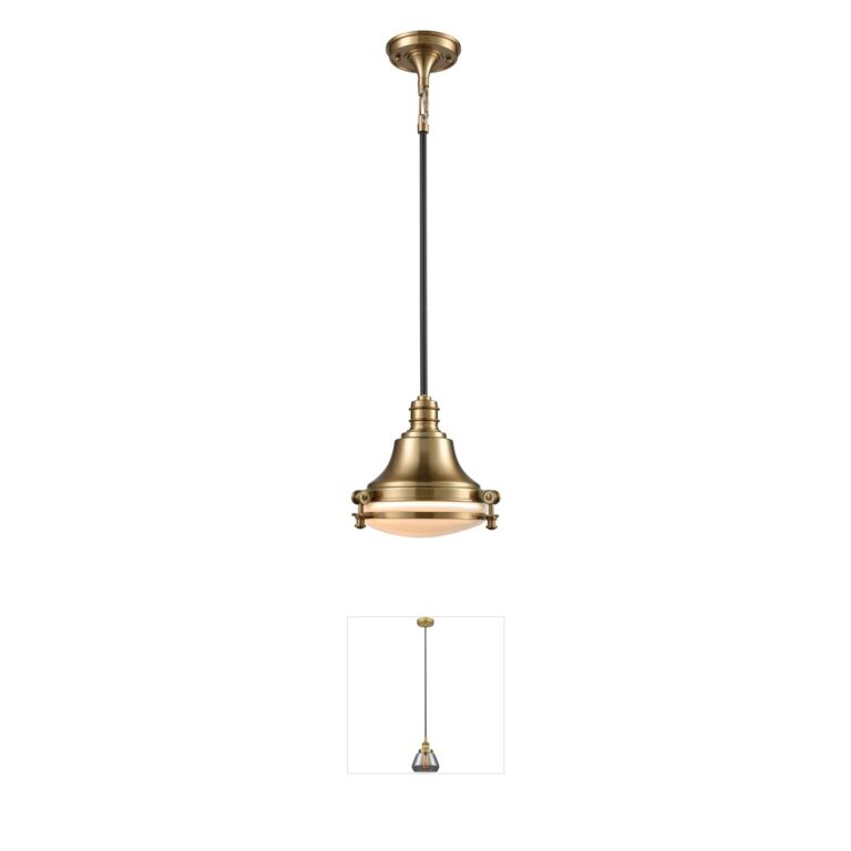 Atlas Lighting & Home Riley 10-Inch Satin Brass Mini Pendant with White Opal Glass