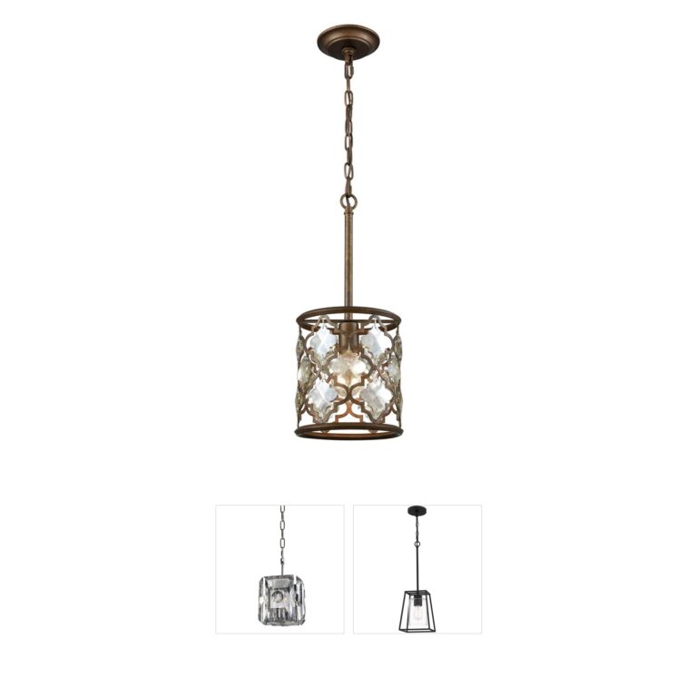 Atlas Lighting & Home Armand Weathered Bronze and Amber Teak Crystal Mini Pendant