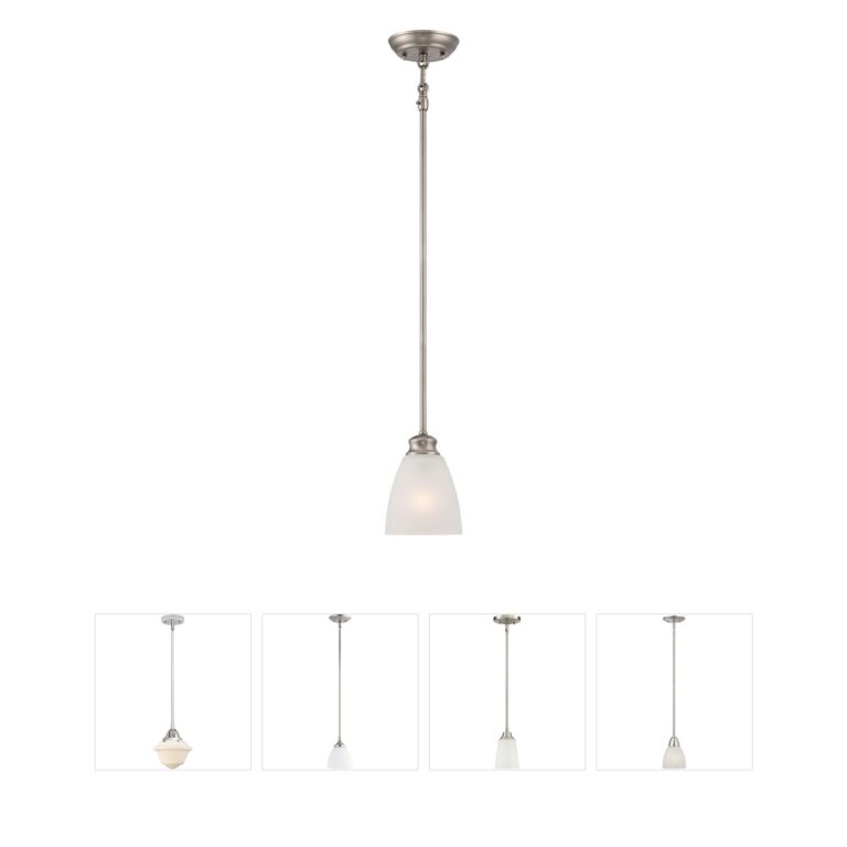 Atlas Lighting & Home Haven Satin Pewter Metal Mini Pendant with White Glass