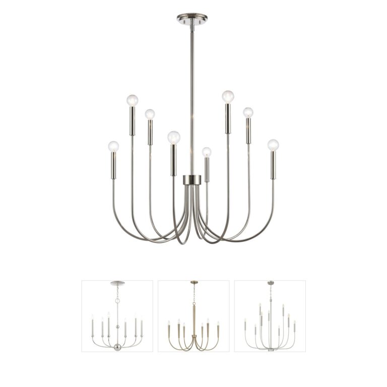 Atlas Lighting & Home Ulla 8-Light Polished Nickel Steel Chandelier