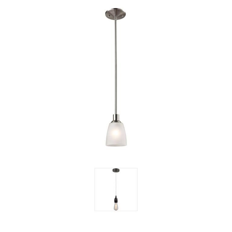 Atlas Lighting & Home Jackson Brushed Nickel Mini Pendant with Frosted White Glass