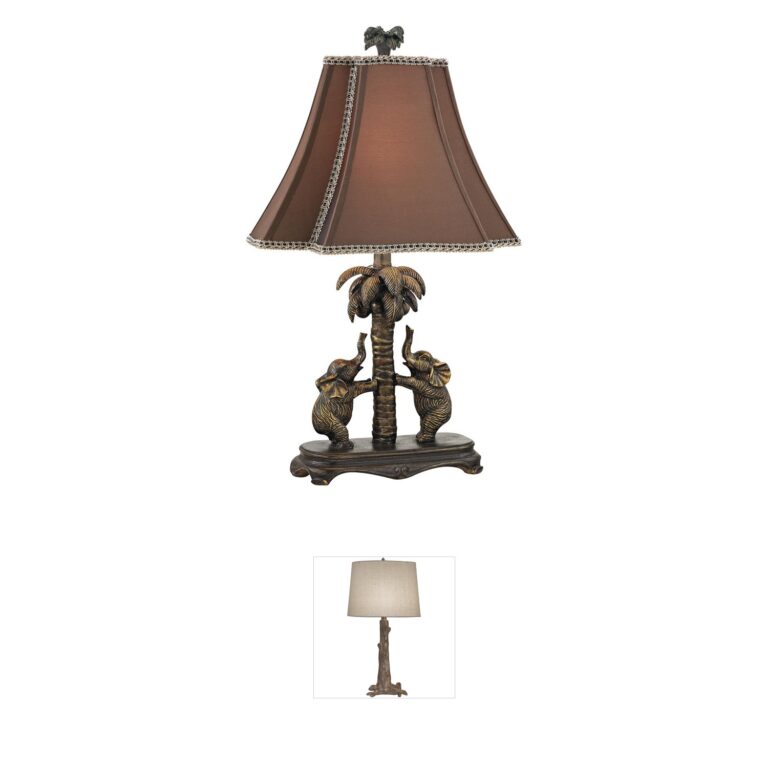 Atlas Lighting & Home Adamslane Bronze Resin Table Lamp with Faux Silk Shade