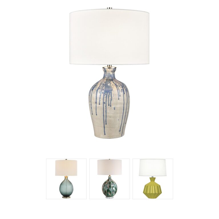 Atlas Lighting & Home Winship 26-Inch White Crackle Ceramic Table Lamp