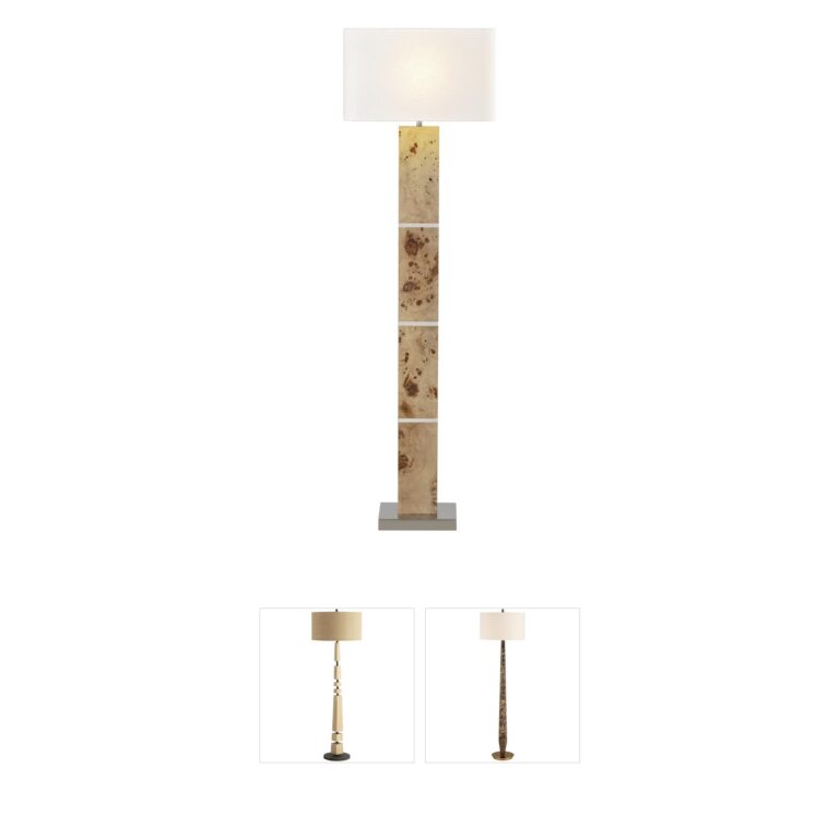 Atlas Lighting & Home Cahill 63-Inch Natural Burl and Polished Nickel Floor Lamp