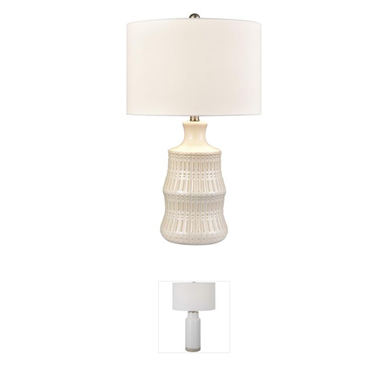Atlas Lighting & Home Dorin White Glazed Ceramic Table Lamp