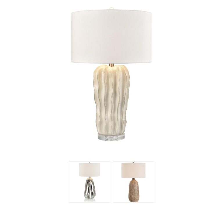 Atlas Lighting & Home Genesee White Glazed Ceramic Table Lamp