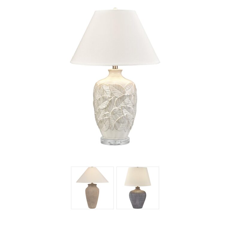 Atlas Lighting & Home Goodell White Glazed Ceramic Table Lamp