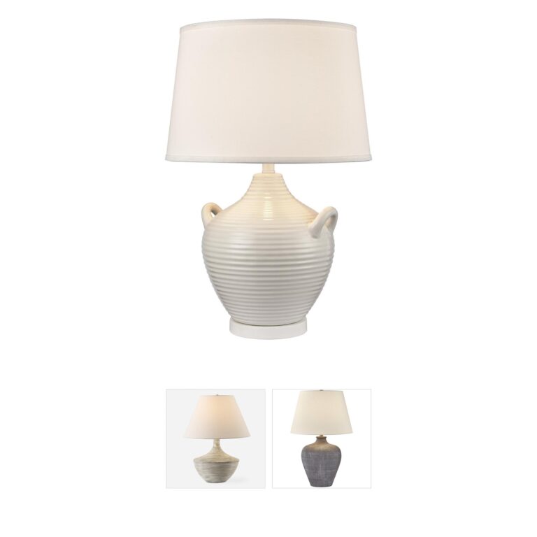Atlas Lighting & Home Oxford Gloss White Ceramic Table Lamp