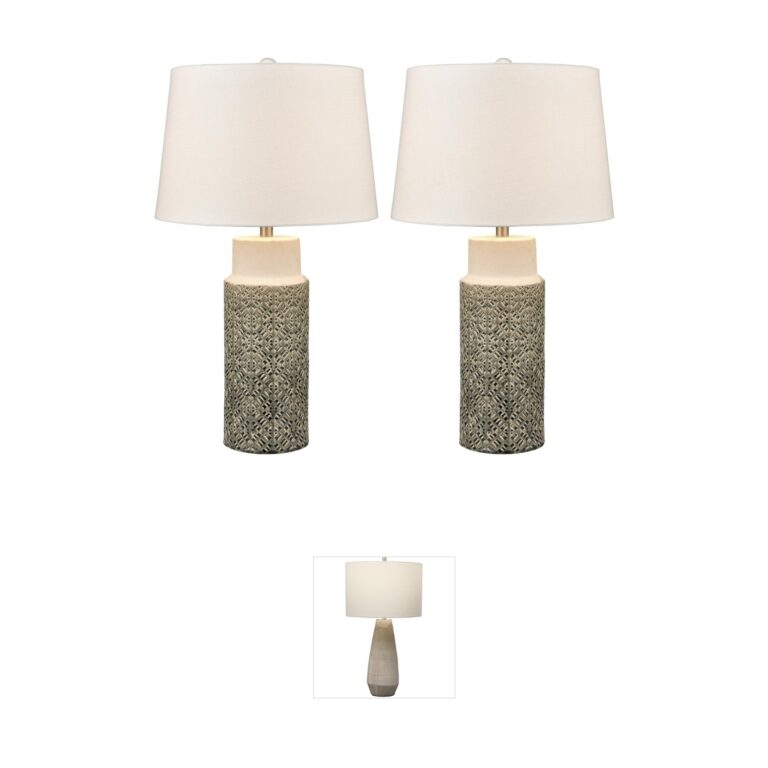 Atlas Lighting & Home Tula Gray Glazed Ceramic Table Lamp - Set of 2