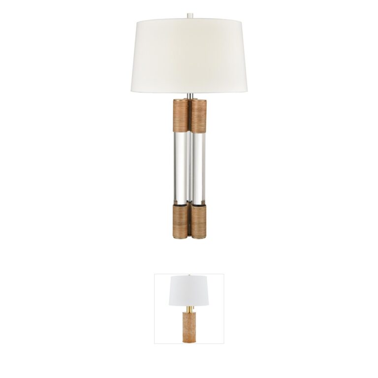 Atlas Lighting & Home Island Gate 37-Inch Acrylic and Rattan Table Lamp