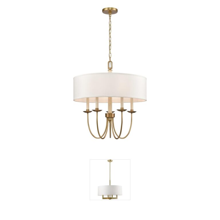 Atlas Lighting & Home Neville Natural Brass & Wood 5-Light Chandelier