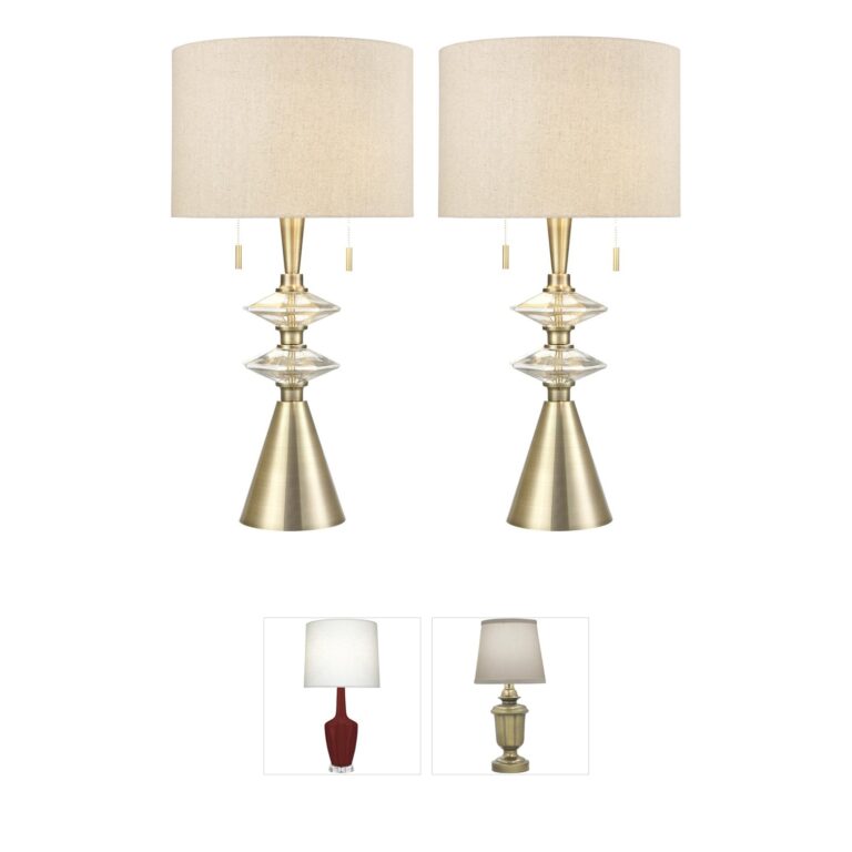 Atlas Lighting & Home Annetta Steel & Glass 2-Light Table Lamp