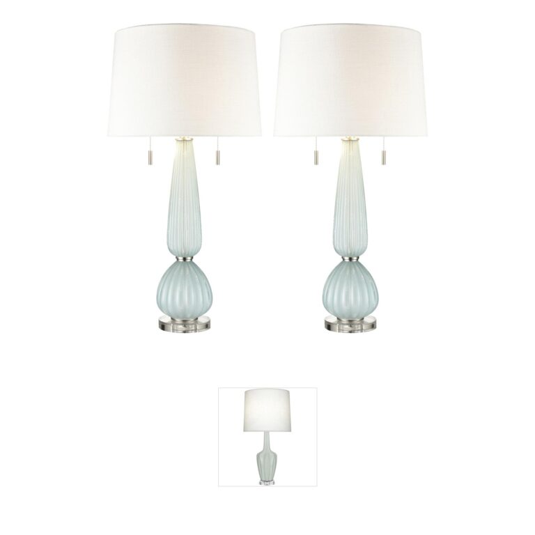 Atlas Lighting & Home Mariani Light Blue Glass Table Lamps (Set of 2)