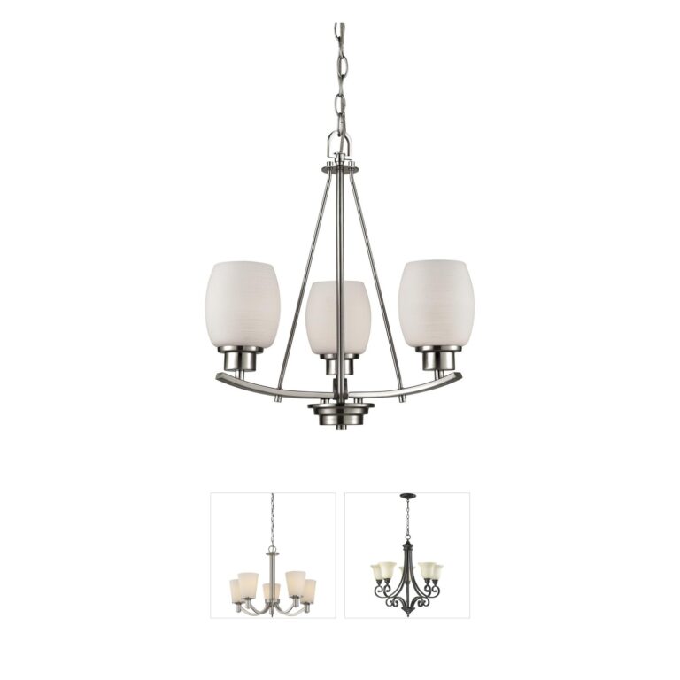 Atlas Lighting & Home Casual Mission 3-Light Brushed Nickel Metal Chandelier